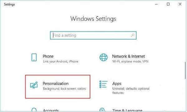 Nhấp chọn vào mục Personalization