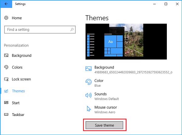 Nhấn chọn vào mục Save Theme