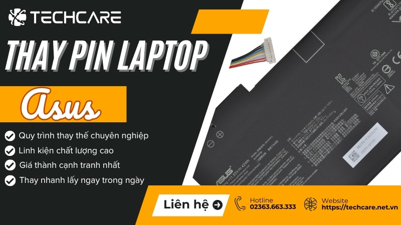 Thay pin laptop Asus tại Techcare