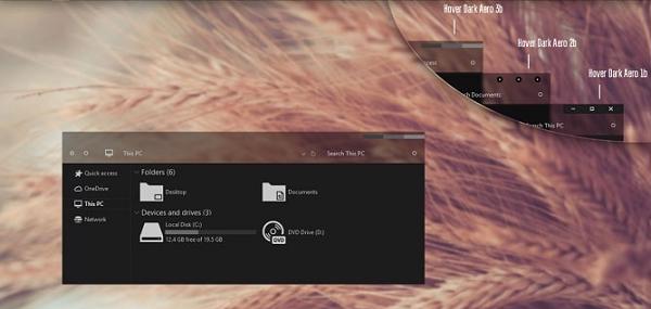 Giao diện Windows 10 đen Hover Dark Aero Theme