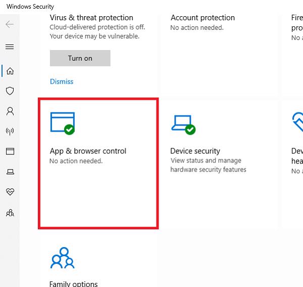 Nhấn để mở App & Browser Control