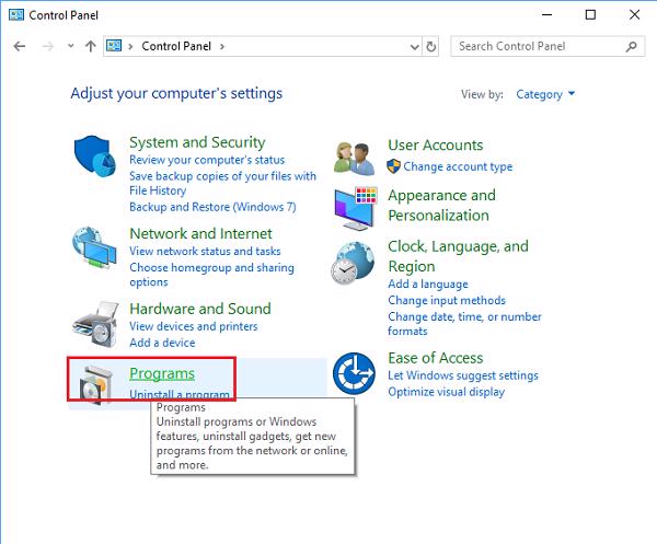 Control Panel -> Uninstall a Program