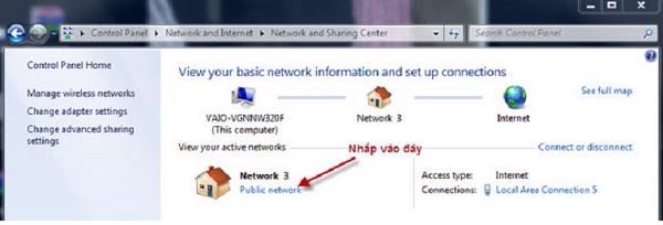 Nếu như mạng internet của các bạn đang thiết lập ở chế độ Public netword