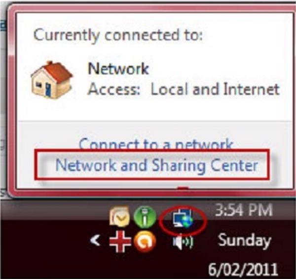 Tiếp đến chọn vào Network and sharing Center