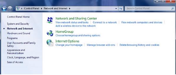 Tiếp tục chọn vào Network and Sharing Center