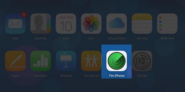 Khi màn hình trang chủ xuất hiện, các bạn vào chức năng Find My iPhone