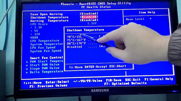 Nhấn vào Shutdown