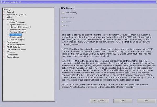 tiếp đến TPM Security từ menu