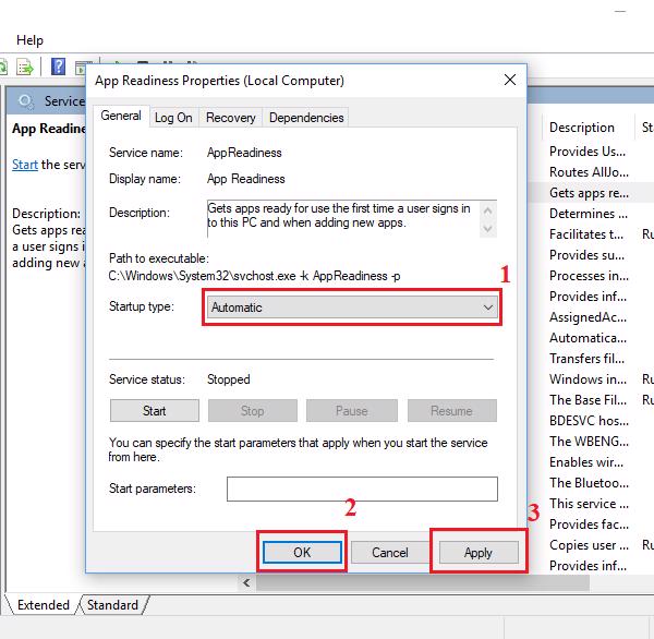 Tùy chọn Automatic -> nhấn tiếp vào nút Apply và OK để thoát khỏi cửa sổ đó