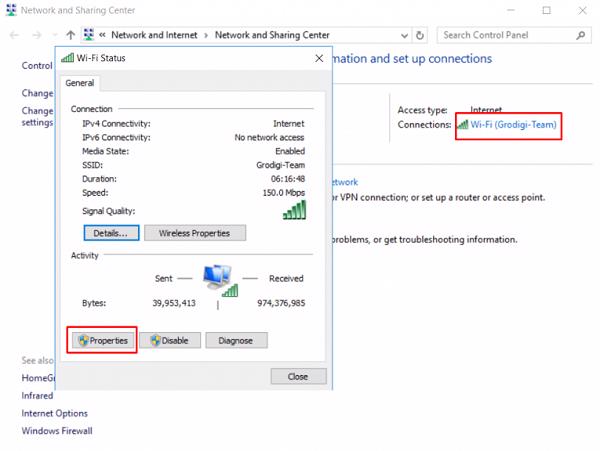 Ngay lúc này, một cửa sổ mới mở lên thì các bạn chọn vào Properties