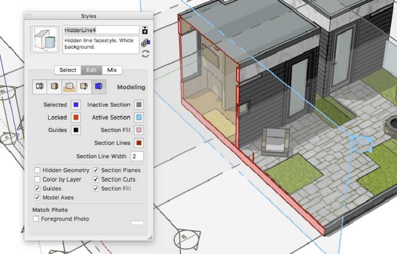 sử dụng section plane sketchup