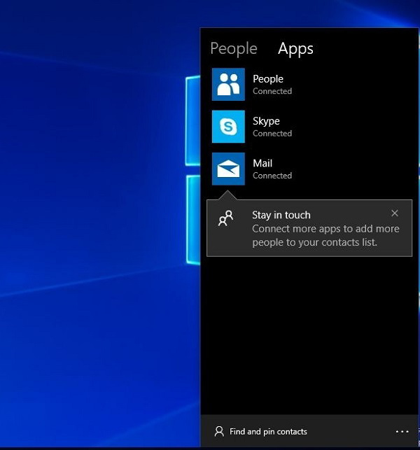 Tính năng mạng xã hội và hỗ trợ ghim liên hệ vào thanh Taskbar