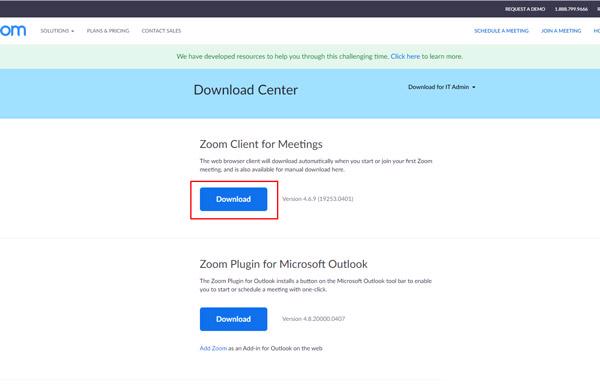 Nhấn vào đường link https://zoom.us/download và sau đó nhấn tiếp vào Download