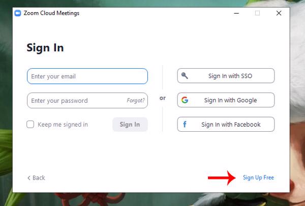 Để tạo tài khoản các bạn cần nhấn vào Sign Up Free