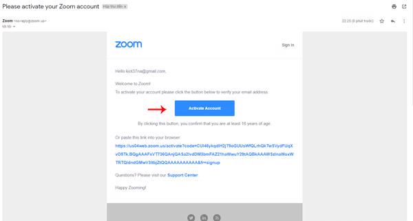 Nhấn vào Active Account để kích hoạt tài khoản