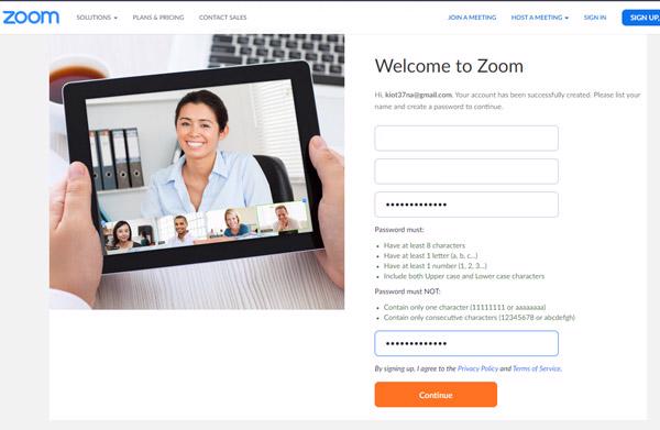 Hệ thống chuyển qua giao diện để các bạn điền thông tin chi tiết cho tài khoản