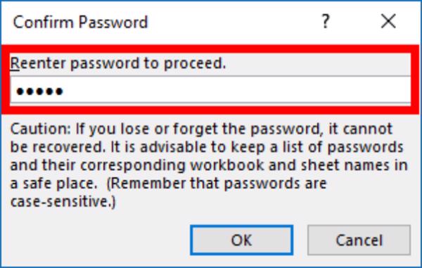 Nhập lại mật khẩu của mình vào ô phía dưới Reenter password to proceed -> tiếp đến nhấn vào OK