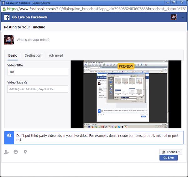 Trên giao diện livestream video Facebook sẽ hiển thị nút Live/ Phát trực tiếp