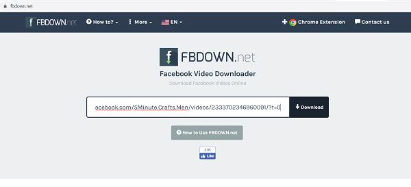 Trang web FBDOWN.net thực hiện dán địa chỉ URL vừa lúc nãy mới copy rồi chọn tiếp Dowload