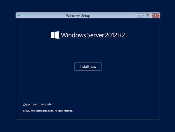 Nhấn vào Install now để bắt đầu quá trình cài đặt Windows Server 2012 R2