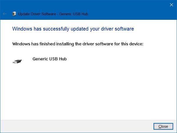 Màn hình xuất hiện thông báo Windows has successfully updated your driver software