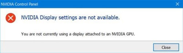 Dấu hiện nhận biết lỗi nvidia display settings are not available