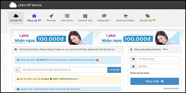 Trang tải fshare tốc độ cao với linksvip.net