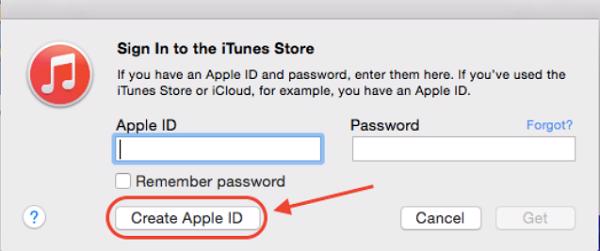 Nhấn vào Create New Apple ID
